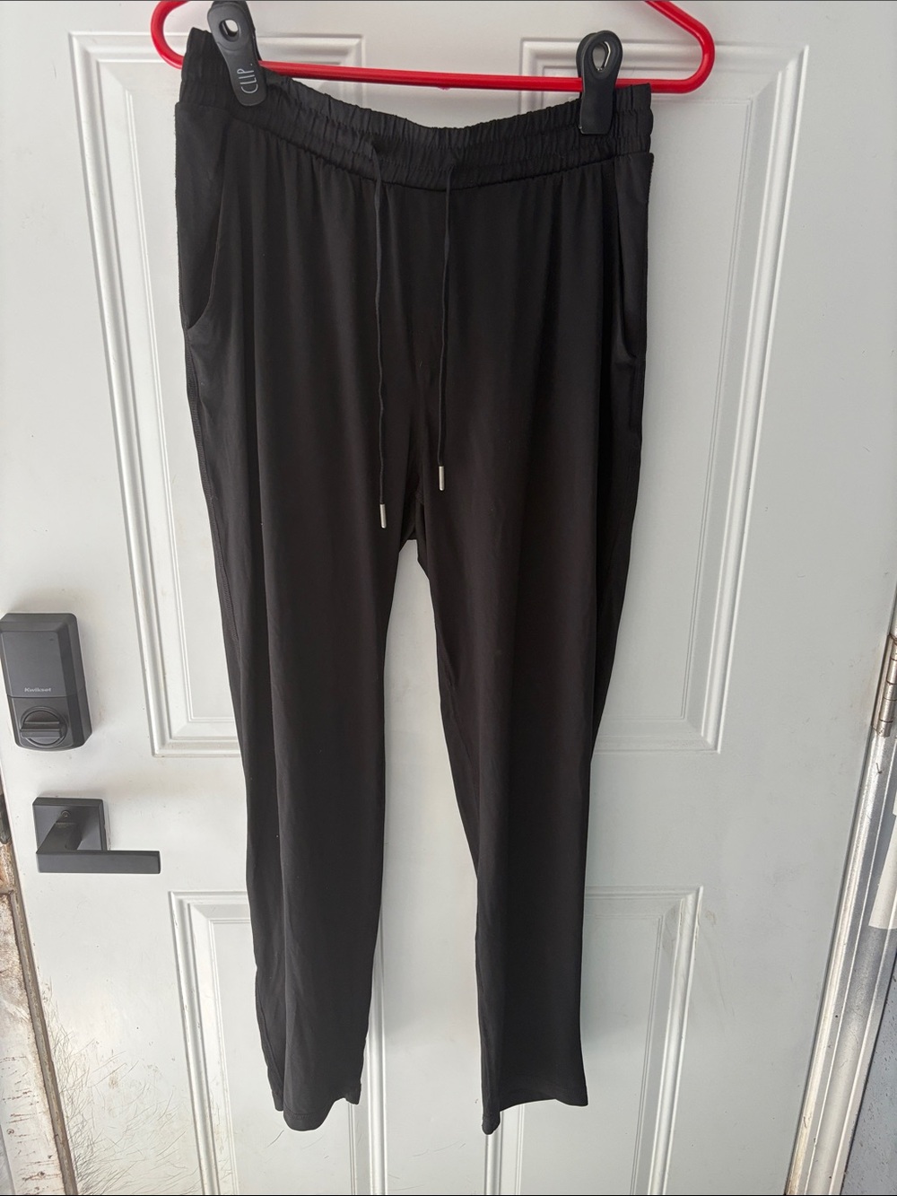 Men's Black Elastic-Waist Jogger Pants with Drawstring